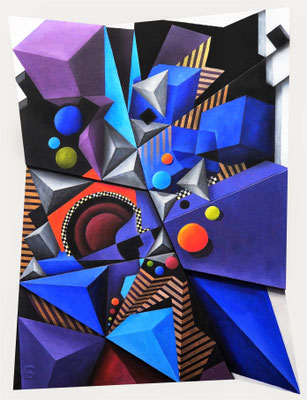 "Disorder", Acryl auf Holz/Keilrahmen, spezielles Format mit ausgesägten Kanten, ca. 80x60cm