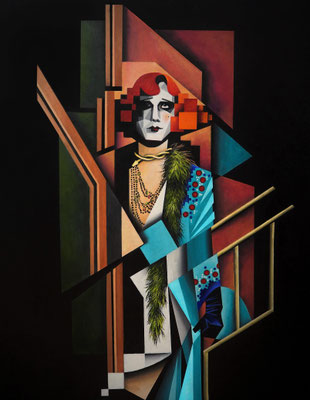 "Die Sehnsucht der Madame Le Pustra", Acryl auf Leinwand, 100x80cm