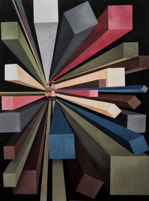 "In allen vier Ecken...",  Acryl mit Glanzbild auf Leinwand, 80x60cm 