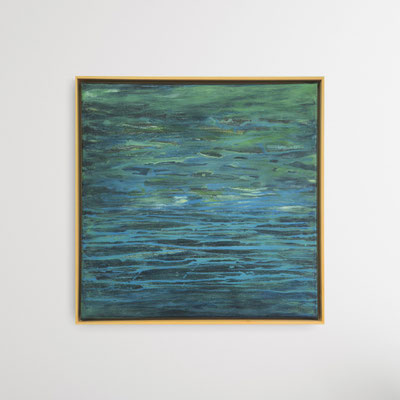 WASSER  LICHT SPIEGEL  -  Acryl auf Leinwand, 50 x 50 cm, Schattenfugenrahmen, 2025