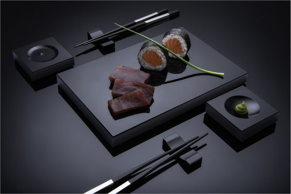 Sushi-Set aus Schwarzglas von Black-Glass