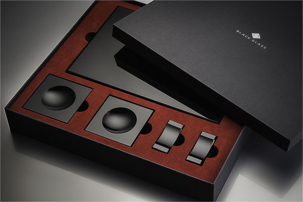 Sush-Set aus Schwarzglas von Black-Glass in Geschenkbox