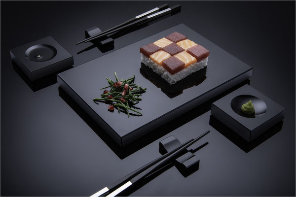Sush-Set aus Schwarzglas von Black-Glass