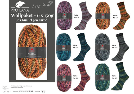 Wollpaket Pro Lana Golden Socks Albtal 6fach