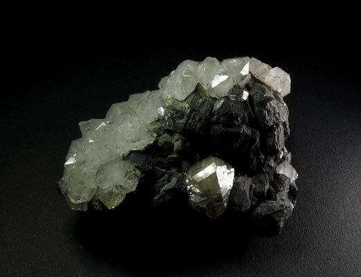 Cerrusit, Galenit, Bergkristall, Bad Bleiberg, Kärnten Österreich - Stufenbreite ca. 6cm