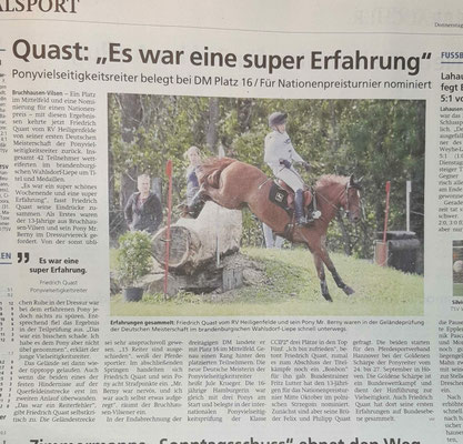 Friedrich Quast - Kreiszeitung vom 24.09.2020