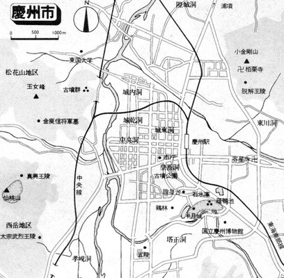 慶州歴史遺跡地区地図（'96~'97版 地球の歩き方・韓国ーダイヤモンド・ビッグ社発行ーより）