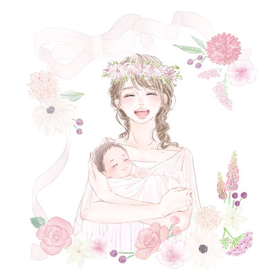 タイガアソシエイツ様  産婦人科向けアプリ Maternity bouquet イメージイラスト  https://www.maternitybouquet.com