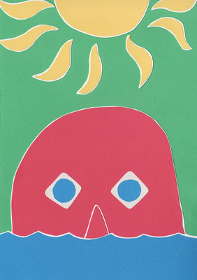 広島のイラストレーター、絵本作家であるミヤタタカシ切り絵イラスト「ギラギラ」