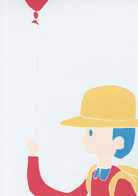 広島のイラストレーター、絵本作家であるミヤタタカシ切り絵イラスト「ゆらゆら」