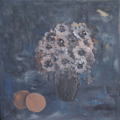 WVZ 322 2014 07 001 Anemonen mit Apfelsinen Acryl 40x40