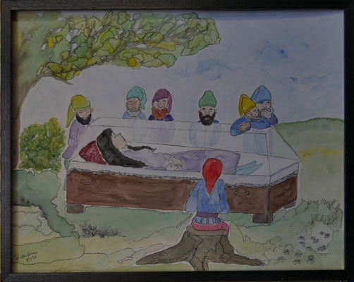 WVZ 584 Schneewittchen und die sieben Zwerge 2020 Aquarell 36x48gerahmt
