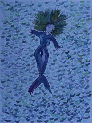 WVZ 668  Mermaid 3 Aquarell 2023 32x40