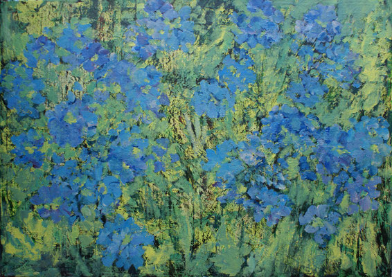 WVZ 464 2017 05 001 Blaue Blumen Acryl 50x70