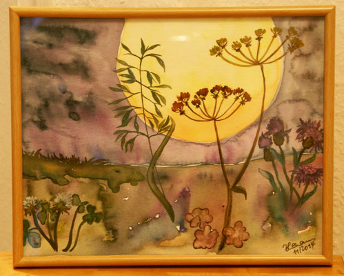 WVZ 338 2014 Wiese im Vollmond Aquarell u Gouache 20x30 