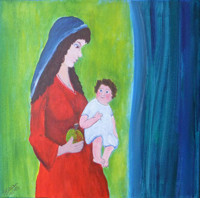 WVZ 483 2017 Maria mit Apfel und Kind Acryl 40x40