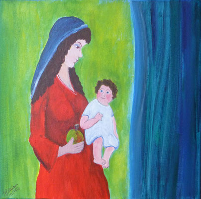 WVZ 483 2017 Maria mit Apfel und Kind Acryl 40x40
