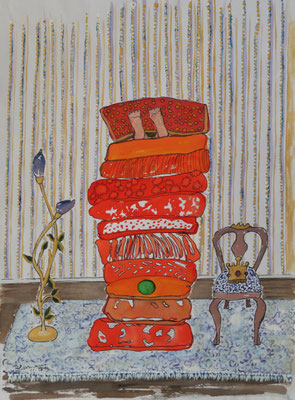 WVZ 546 2019 Die Prinzessin auf der Erbse I Aquarell 30x40