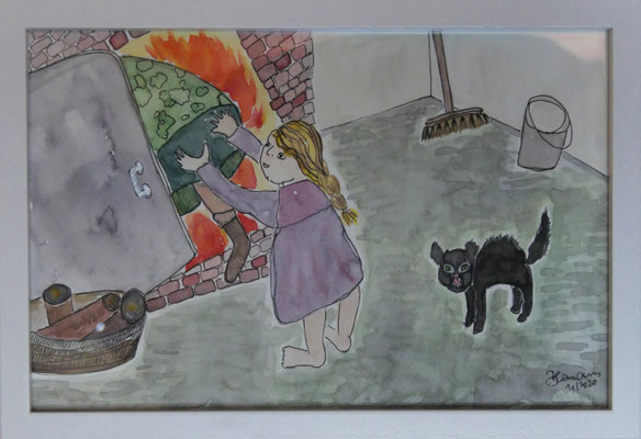 WVZ 591 Hänsel und Gretel 2020 Aquarell 20x30 gerahmt