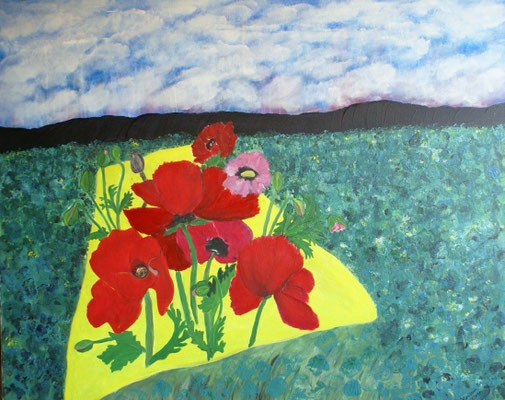 WVZ 324 2014 Mohn auf gelbem Feld  Acryl 80x100