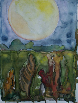 WVZ 370 2015 Pflanzen im Vollmond Aquarell Gouache 24x32