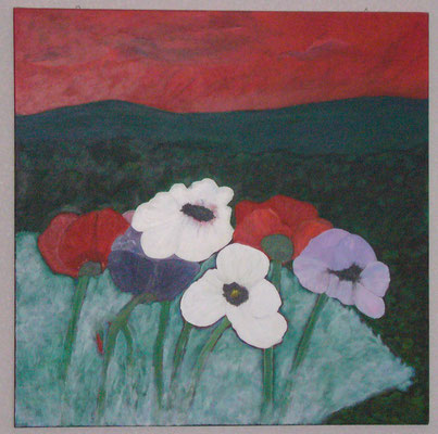 WVZ 117 2008 01 004 Mohn unter rotem Himmel 1 Acryl 100x100