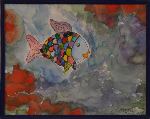 WVZ 567 Der Regenbogenfisch 2020 Aquarell 24x30 gerahmt