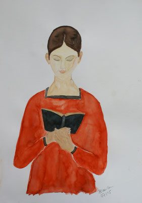 WVZ 392 2015 Lesendes Mädchen Aquarell 34x48