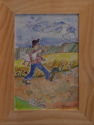 WVZ 560 Hans im Glück 2020 Aquarell 20x30 gerahmt
