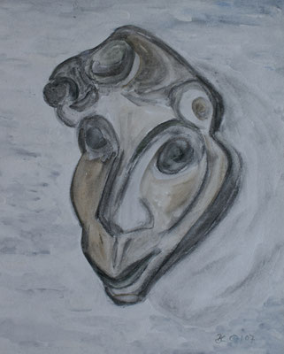 WVZ 100 2007 Maske Noirmoutier Kohle Aquarell 24x30