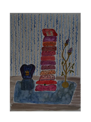 WVZ 612 Die Prinzessin auf der Erbse VII 2020 Aquarell 35x48
