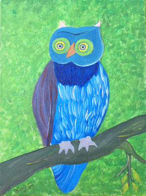 WVZ 282 2013 Eule auf einem Ast Acryl 30x40