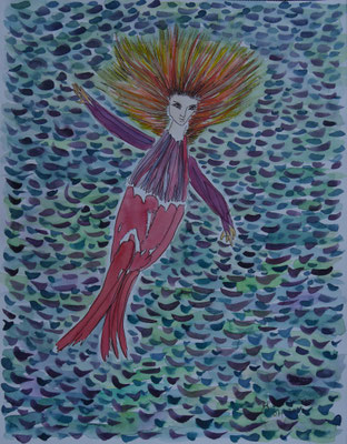 WVZ 667  Mermaid 2 Aquarell 2023 32x40