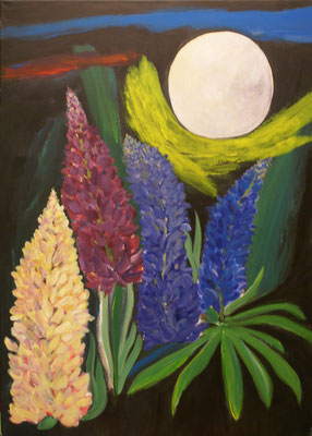 WVZ 415 2016 02 003 Lupinen im Vollmond Acryl 50x70