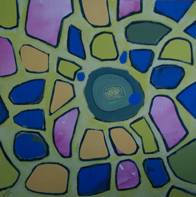 WVZ 449 Komposition mit Dot-Art-Kern 2016 Acryl auf Leinwand 80x80