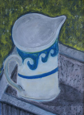 WVZ 152 2010 Krug blau weiß Pastell- u Wachskreide 30x40
