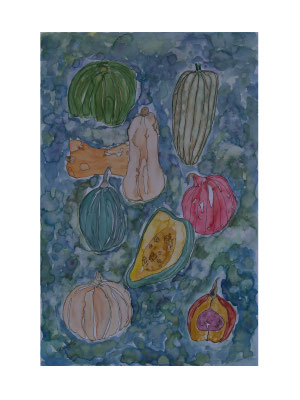 WVZ 609 Kürbisse 2020 Aquarell 40x60