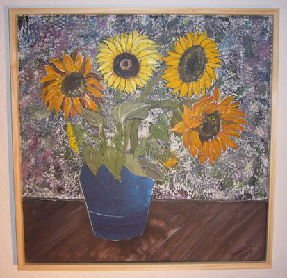 WVZ 229 2012 Sonnenblume in blauer Vase Acryl 40x40
