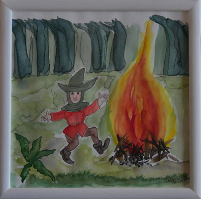 WVZ 586 Rumpelstilzchen 2020 Aquarell 36x36 gerahmt