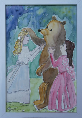 WVZ 585 Schneeweißchen und Rosenrot 2020 Aquarell 20x30 gerahmt