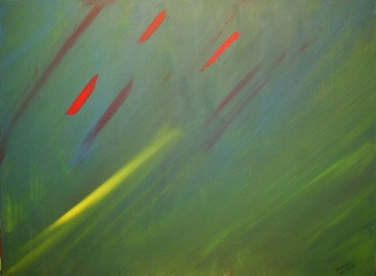 WVZ 411 Strahl grün rot gelb 2016 Acryl auf Leinwand 60x80
