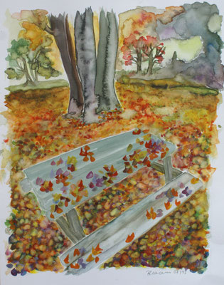WVZ 393 2015 Picknickplatz im Herbst Aquarell 30x40