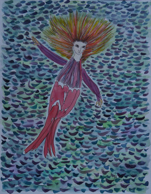 WVZ 666 Mermaid 1 Aquarell 2023 32x40 € 40