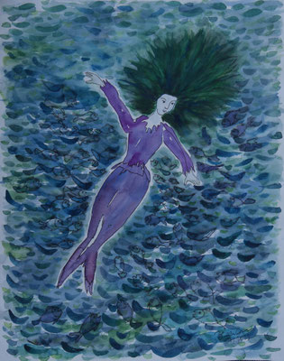 WVZ 667  Mermaid 2 Aquarell 2023 32x40