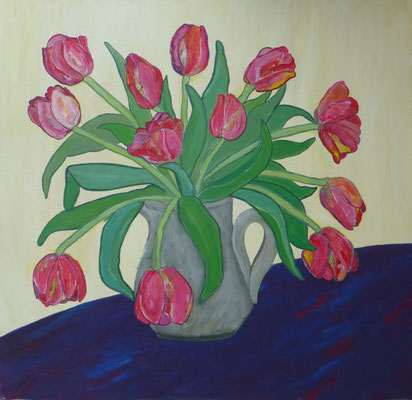 WVZ 490 2018 Rote Tulpen im Krug Acryl 60x60