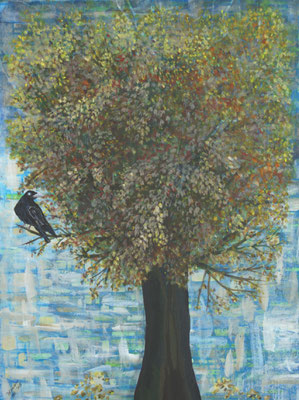 WVZ 399 2015 Krähe im Herbstbaum Acryl 60x80