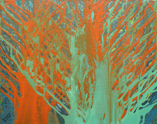 WVZ 250 2013 Panta Rhei III Brennender Dornbusch Fließtechnik Acryl 40 x 50
