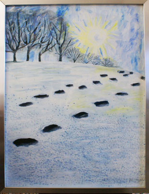 WVZ 115 2008 Spuren im Winter Wasserfarbe 50x70 unverkäufl