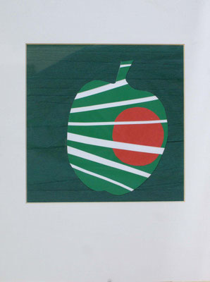WVZ 049 2000 Grüner Apfel auf grünem Hintergrund Spaltschnitt Collage 30x40