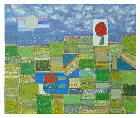 WVZ 525Ra 2019 05 002 Landschaft mit zwei roten Bäumen Acryl 60x50